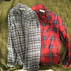 Abercrombie Kids Blue and Red Plaid Button Down Shirts